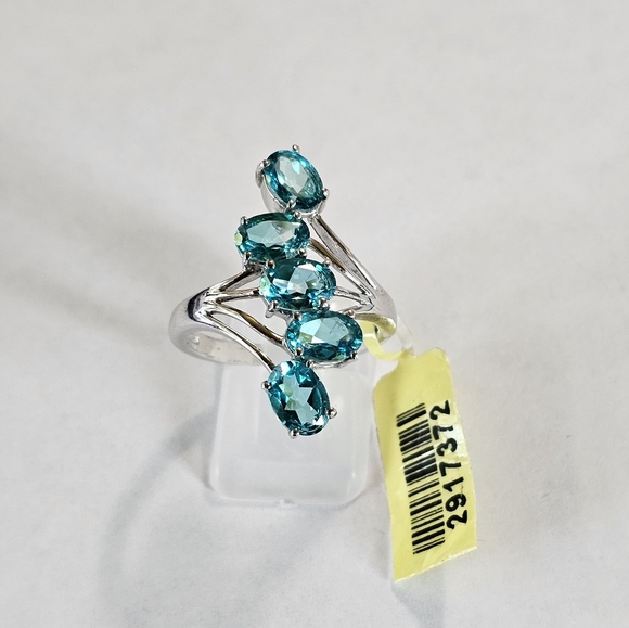 Genuine Paraiba Topaz in Platinum over Sterling Silver Sz 9! ✨️ NWT - Picture 4 of 13